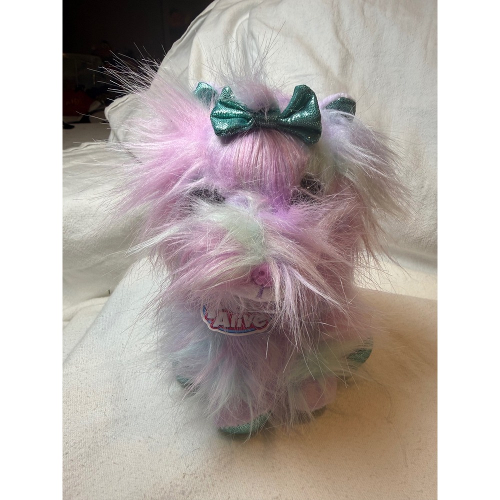 Pets Alive Rainbow Puppy Toy Glitter Bow Fluffy Stuffed Animal‎